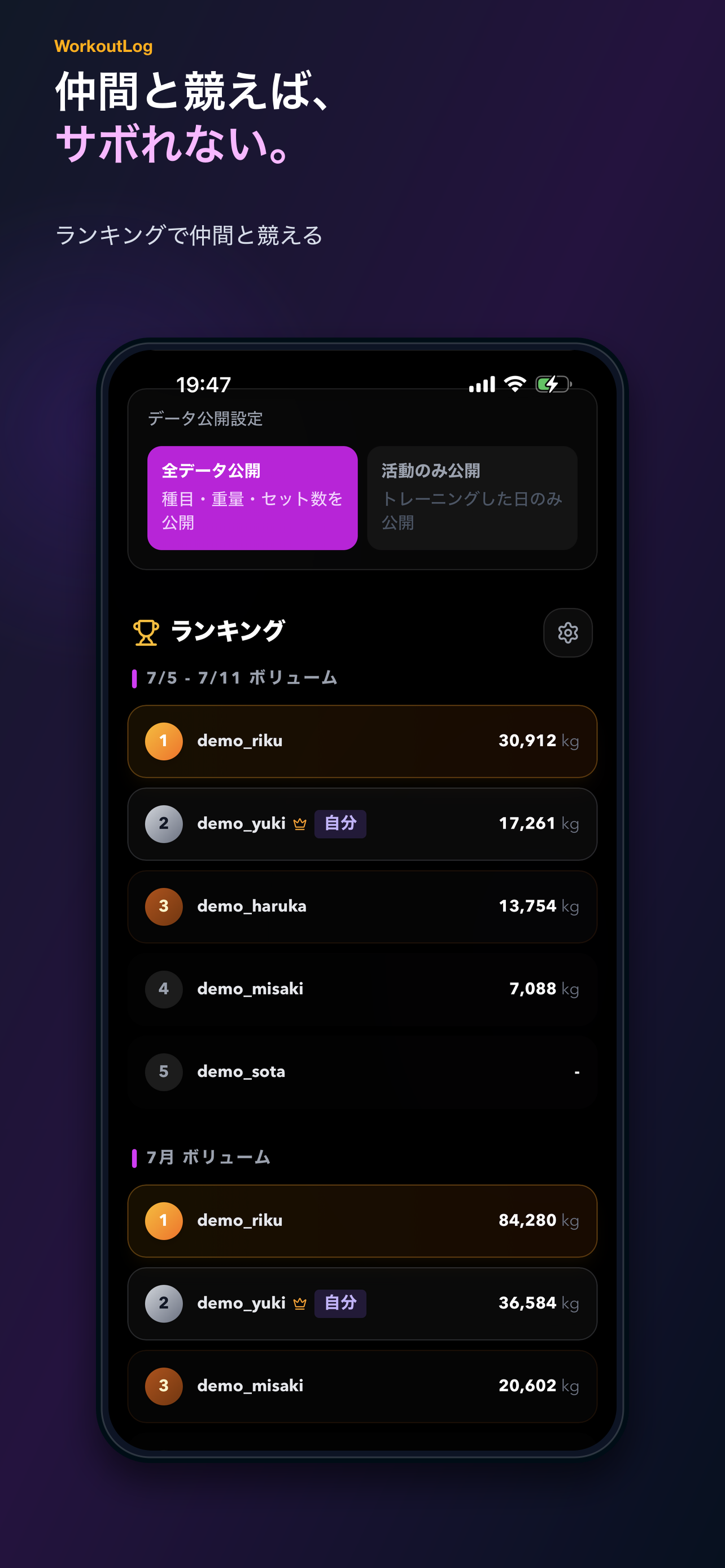 WorkoutLog - 仲間と筋トレ screenshot 2