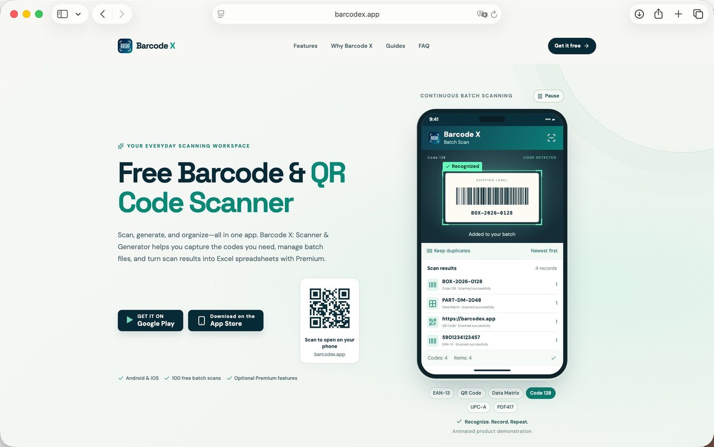Barcode X: Scanner & Generator