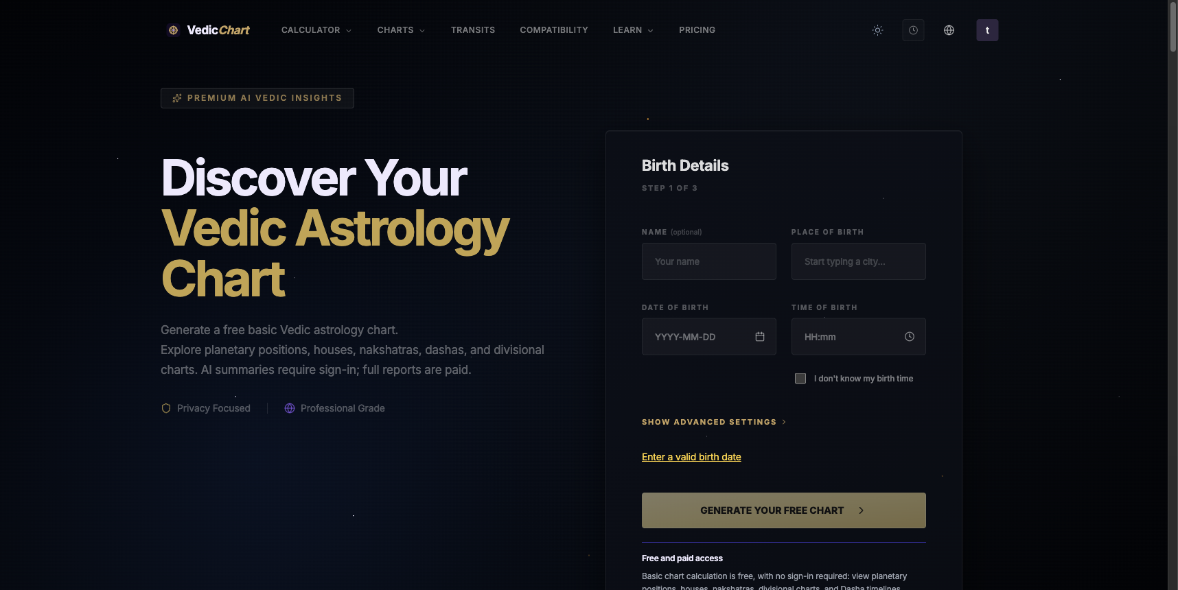 Vedic Astrology Chart screenshot 1